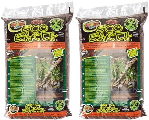 Croci Zoo Med Eco Earth 8,8L Kokosnuss-Bodensubstrat - Naturterrarium für Reptilien, Amphibien und Wirbellose (Packung mit 2, 8.8 Liter)