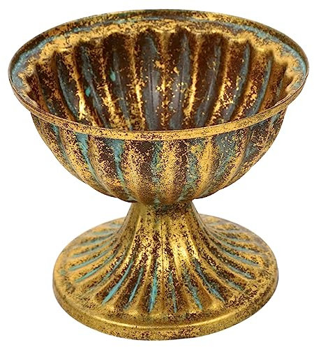 Kisangel Vintage Hochzeitsblumentopf aus Eisen, Goldene Urne Pflanzer