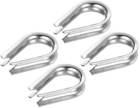 PATIKIL 8mm 5/16 Zoll Drahtseil-Kausche, 4er-Pack Kabel-Kauschen aus 304 Edelstahl für Boot-Rigging