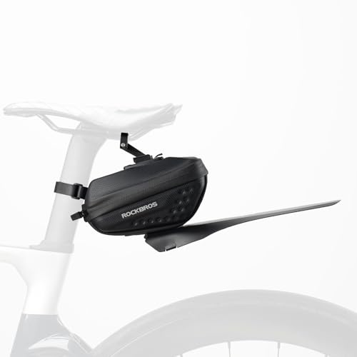 ROCKBROS Bike Saddle Bag, Mini Cycling Seat Bag Quick Release Under Seat Bike Bag with Rear Mudguard for Road Mountain Bike 0.8L