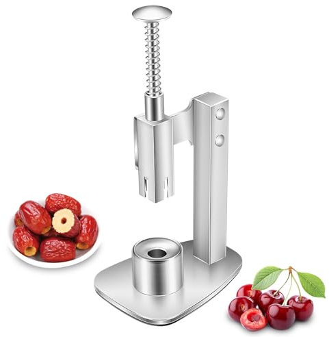 Casbomy Stainless Steel Red Dates Corer, Red Dates Corer, Stainless Steel Pit Remover, Olive Pitter Tool, Portable Fruit Corer Remover For Cherries, Hawthorn, Grape, Jujube (Silver,7.28x3.74 inch)