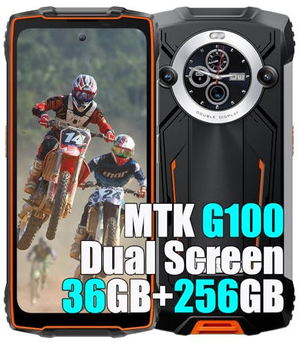 Blackview BV8200 4G Téléphone Portable Incassable 2025, 36Go+256Go/2TB, Double Écran 6.5 FDH+, Android 14 Téléphone Débloqué, 8800mAh Smartphone Incassable Etanche, NFC,OTG,GPS,2 Ans Garantie, Orange