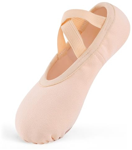 Ulicox Chausson de Ballet Fille Demi Pointe Danse Classique Femme Élastique Chaussure Danse pour Yoga Performance Gymnasti Beige 34