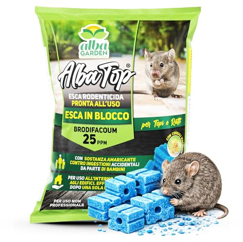 Albagarden - Veleno Per Topi Potente - Topicida In Blocchi - Esche Per Topi Utilizzabile Con Trappola E Ultrasuoni - Per Ratti Di Ogni Dimensione (300 x 2)