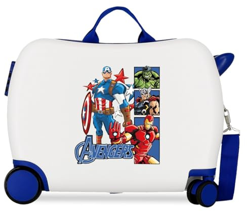 Joumma Marvel Avengers Power Squad Maleta Infantil Blanco 50x38x20 cm Rígida ABS Cierre de combinación Lateral 34L 2,1kg 2 Ruedas Dobles Equipaje de Mano
