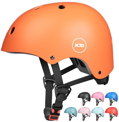 XJD Casco Bici Ideale per Bambini e Adolescenti Caschi MTB Scooter Helmet Ideale per Tutte Le Forme di attività in Bicicletta (arancione, S)