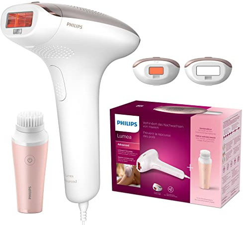 Philips Lumea Advanced IPL Hair Removal Device with 2 Attachments for Face and Body with VisaPure Mini Facial Cleansing Brush - BRI922/00