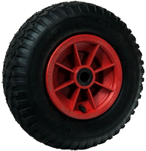 WERKA PRO Roue Gonflable 12'' - 300 x 85 mm - Alésage 20 mm - Roulements à Rouleaux Cylindriques - Pour Diable, Chariot et Remorque de Jardin - Jante Rouge - 2 Plis