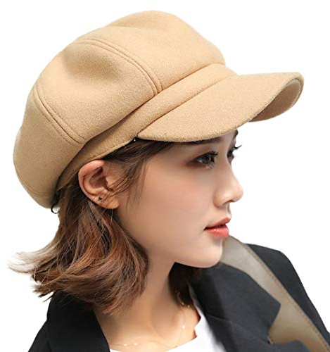 YONKOUNY Schirmmütze Barett Mütze Damen Casual Mütze Ballonmütze Beret Cap (Kamel)