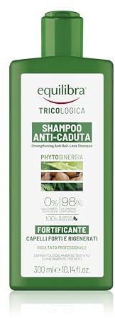 equilibra Capelli, Shampoo Anti-Caduta Fortificante, Deterge Delicatamente i Capelli Fragili, Evita Che Cadano o Si Spezzino, a Base di Aloe Vera, Olio di Argan, Cheratina Vegetale, 300 ml
