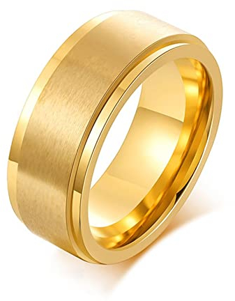 Musihy Anillos Anti Estrés, Anillo Dorado Anillo Hombre Acero Talla 27
