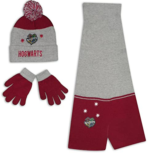 Kinder Winter Set mit Mütze, Schal und Handschuhen, Grau, 6 8 Jahre