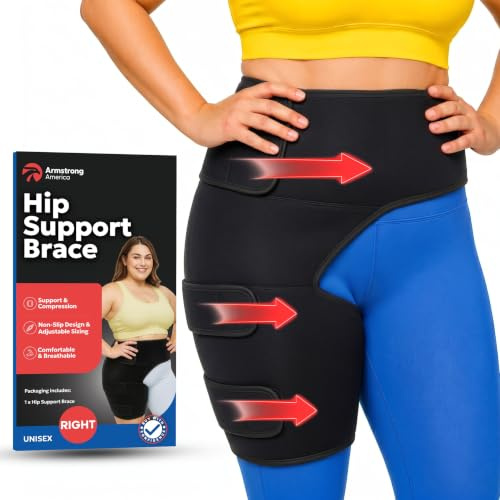Plus Size Hip Brace Thigh Compression Sleeve | Hip Sciatica Pain Relief Device Brace | Hamstring & Groin Compression Sleeve Wrap | Sciatic Nerve Relief | Hip Support Brace for Women & Men | LG / RIGHT