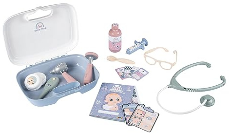 Smoby BABY CARE ON THE GO BAG 19-Piece Baby Doll Accessories Set with Carrying Case - Includes play glasses, stethoscope and many more, Perfect for Kids and Toddlers for interactive care role play