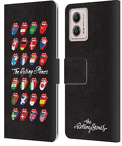 Head Case Designs Officially Licensed The Rolling Stones Flag Poster Licks Collection Leather Wallet Case Compatible with Motorola Moto G53 5G