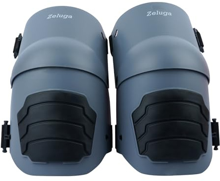 Zeluga 15-396 Heavy Duty Knee Pads with Anti-slip Strong Double Straps, Ultraflex Work Knee Foam Padding Pads, Safety for Indoor and Outdoor Use, Gray/Black