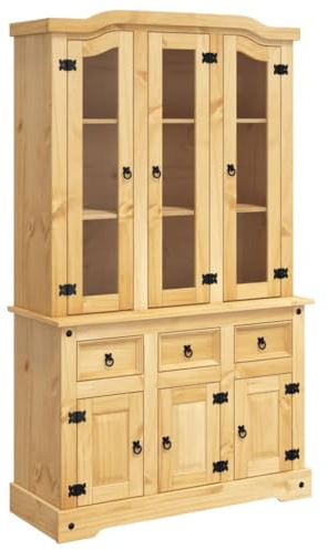 vidaXL Highboard, Sideboard for Bedroom Living Room, Cupboard with Doors and Drawers, Side Cabinet, Farmhouse Style, Brown Solid Wood Mexican Pine Corona