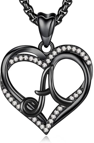 INFUSEU Hjärthänge halsband bokstav A-Z alfabet stora smycken dubbelt hjärta initial halsband kubisk zirkonia CZ romantiska gåvor för kvinnor flickor, Roséguld