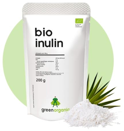 Inulina Polvere BIO 200 g | Fibra di agave | ben solubile in acqua | ideale per bevande e per cucinare e cuocere (200 g, inulina)