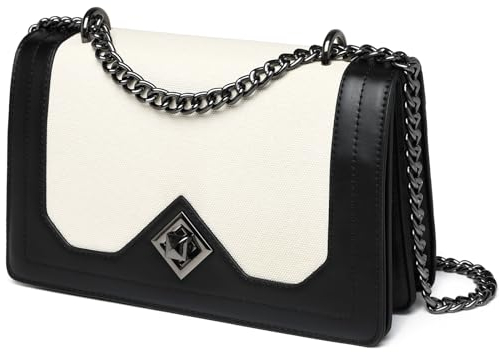 Travistar Kleine Handtasche Damen Umhängetasche Damen - Kette Crossbody Bag Damen Schwarz Schultertasche Kunstleder Crossbag Clutch Elegant Abendtasche mit Kreditkartenfächer Mehrere Fächer