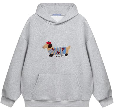 Aelfric Eden Sweat à Capuche avec Chien de Dessin animé Oversized Hoodies Vintage Sweatshirts