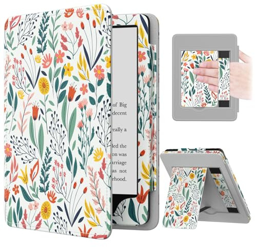 MoKo Case for 6.8 Kindle Paperwhite(11th Generation-2021) and Kindle Paperwhite Signature Edition, Slim PU Shell Cover Case with Auto-Wake/Sleep for Kindle Paperwhite 2021 E-Reader, Flowers