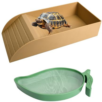 Godneei Schildkröten-Bad und Futterschale, Mangoförmiger Wasserschale, Robustes Zubehör für Schildkrötenhaus oder Terrarium, Reptilientanks, Wasserschale für Wasserschildkröten