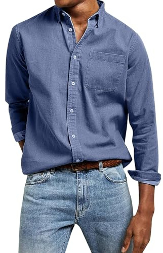 Camicia Uomo No Stiro Camicie Nera con Bottoni Elasticizzata Traspirante Camicia Bianca Manica Lunga Classica Taglie Forti Bluse Elegante Cotone Casual Camicie da Lavoro Ufficio Moda Primavera 2025