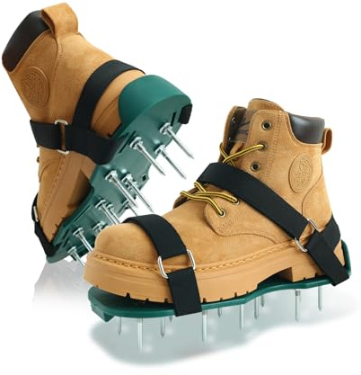 Alocre Lawn Aerator Shoes for Grass, Lawn Aerator as Grass Aeration Spiked Sandals with Durable Spikes and Adjustable Straps for Lawn and Garden Patio Grass.