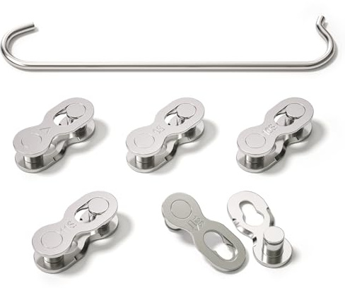 PCVANLEY 5 Pares de eslabones de Cadena Reutilizables para Bicicleta con Cierre rápido de 6/7/8, 9, 10, 11 y 12 velocidades con Gancho para Cadena