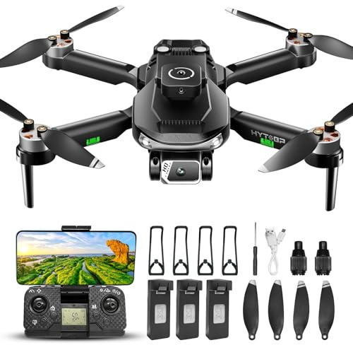 HYTOBP S165 MAX Drone con Telecamera Professionale 1080P, Quadricottero Drone per Principiant con Trasmissione 5G, Regolabile a 90° Motorizzata, Meno di 249 g, 3 Batterie(standard)