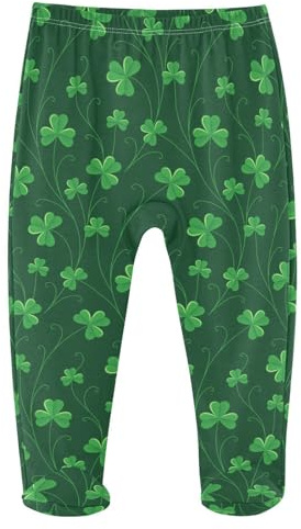 JHKKU Vintage St Patrick's Shamrock Baby Boys Footed Pants Cotton Infant Tights Casual Bottoms Crawling Pants 3M