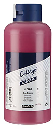 Schmincke - College Acrylic, Bordeaux 750 ml, 33340030, Acrylfarbe mit Künstler-Pigmenten in hoher Konzentration, deckend und lasierend, lichtecht, seidenmatt