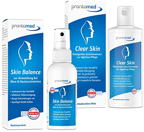Prontomed Sparset Haut - Die Innovation bei Akne, Pickeln & Hautunreinheiten | Anti Pickel, Anti Akne! (200ml & 75ml)