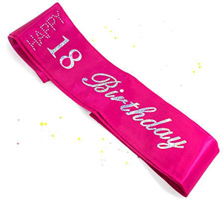 Oblique Unique® Schärpe 18. Geburtstag Happy Birthday (Pink)