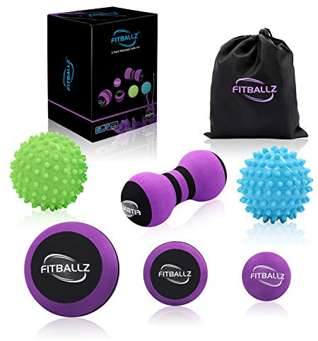Fitballz Myofascial Trigger Point Release & Deep Tissue Therapy Kit 6 Pack – Foam, Spiky & Peanut Balls in 3 Sizes