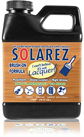 I Can’t Believe It’s Not Lacquer ~ BRUSH ON FORMULA (Pint) ~ Clear, UV Cure, eco-Friendly, non-Yellowing, Perfect Sanding ~ Woodworking, Cabinetry, Furniture, Guitars, Pool/Spa, Kitchen, Hobby