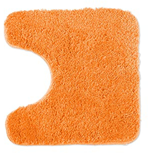WohnDirect WC Vorleger MIT WC Ausschnitt Orange - Badematte rutschfest MIT WC Ausschnitt 45x45 cm - Badteppich Set, waschbar