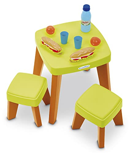 Jouets Ecoiffier - 4620 - Table Pic Nic + 2 Tabourets avec Accessoires - Jeu de Plein Air Pour Enfants - 12-36 Mois - Fabriqué en France, Multicouleur