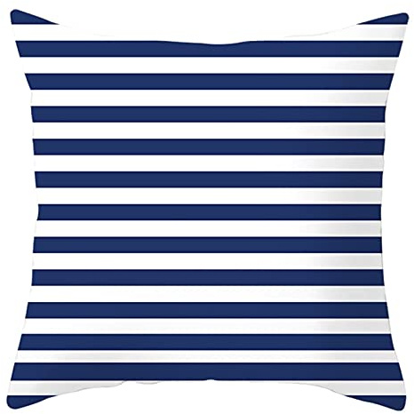Lieson säng prydnadskudde överdrag, 1 st kuddöverdrag 45 x 45 cm säng kuddfodral blå vit 45 x 45 cm randigt mönster, polyester