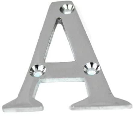3 Inch Satin Chrome Screw-On Letter A – Elegant & Bold Door Numeral for Wooden, uPVC & Composite Doors