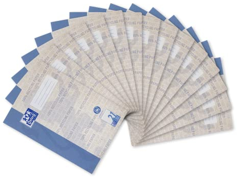 Oxford Schulheft A4 Recycling, 16 Blatt, Lineatur 21, liniert, 15 Stück