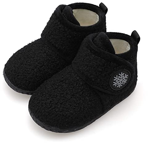 FEETCITY Infant Ankle Booties Baby Cotton Booties Girls Boys Slippers Soft Bedroom Shoes Toddler Crib Warm Shoe First Walker Shoes 12-18Months
