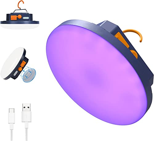 Luce Ultravioletta Torcia UV con Lampada LED da Campeggio Ricaricabile USB 9900mAh UV LED per Tenda Escursionismo, Pesca, Emergenza, Campeggio,Rilevatore di Urina di Cane/Gatto