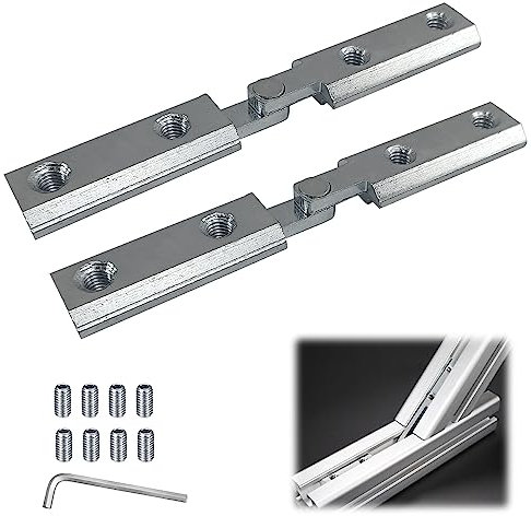 2 Stück Aluprofil Beliebige Winkelverbinder, Aluprofil 30x30 nut M6 Verbinder, Aluminiumprofil Streckenverbinder, mit 1 Schraubenschlüssel + 6 Schrauben (3030 nut M6)