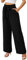 Actcat Damen Hosen Weite Gerade Geschnitten Palazzo Hose Hohe Taille Dehnbar Lounge Elegante Hose mit Taschen für legere Arbeit geeignet Damenhose Sommer luftig Sommer Hosen Damen locker,Schwarz
