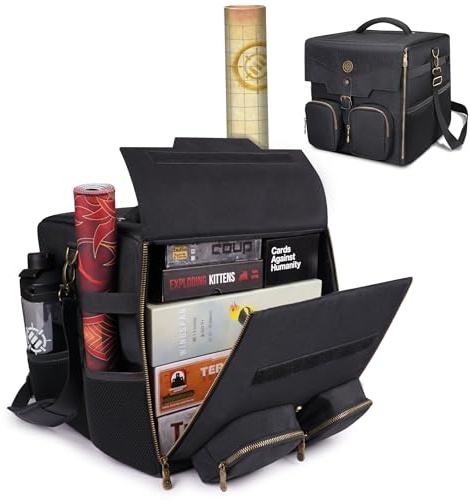 ENHANCE Bolsa de hombro para juegos de mesa - Bolsa de viaje de gran capacidad para mesa - Con correa acolchada y bolsillos para dados, juegos de cartas y más