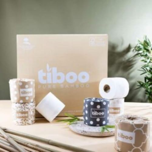 Tiboo Double Length Individually Wrapped 3Ply Premium Bamboo Wrapped Toilet Rolls - 48 Pack
