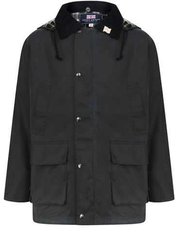 Nicky Adams Countrywear Men's Wax Jacket - Waterproof Hooded Waxed Coat for Fishing, Winter, and Outdoor Activities - Made in UK