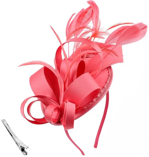 DRESHOW Fascinators Hatt Fjädrar på Pannband Klämma Cocktail Teparty Huvudbonad för Flickor och Kvinnor